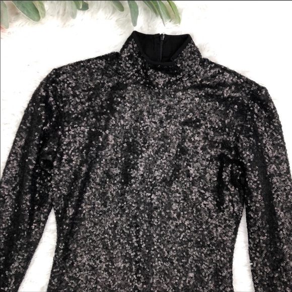 Dress the Population Black Sequin Mock Neck Dress - Picture 5 of 7
